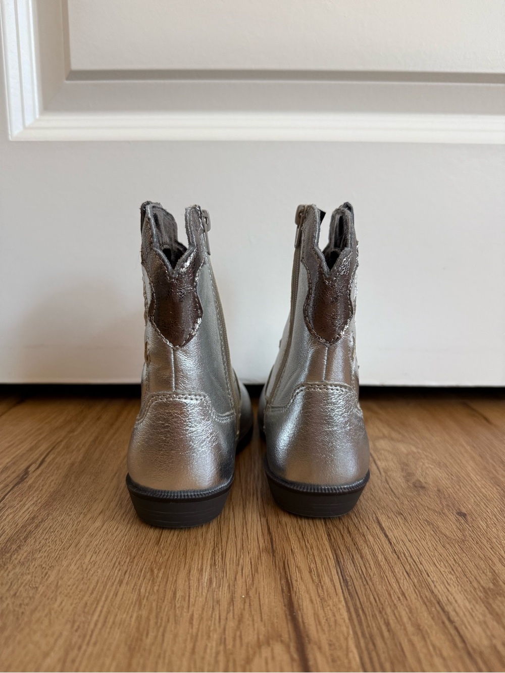 zara kids • size 7 toddler • metallic cowboy boots silver rose gold rose western - Picture 3 of 4